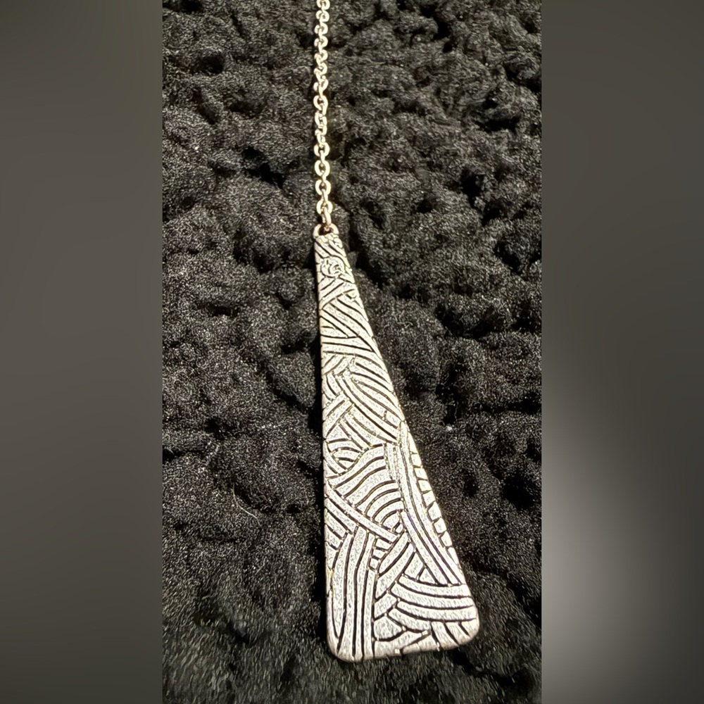 The Sak Silver Tone Pendant Necklace Nordic Geometric Pattern - Picture 3 of 4